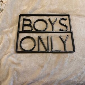 Source Unknown Boys Only Sign - Black